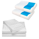 Juego Sabanas Queen Blanco Y 2 Almoh Gel